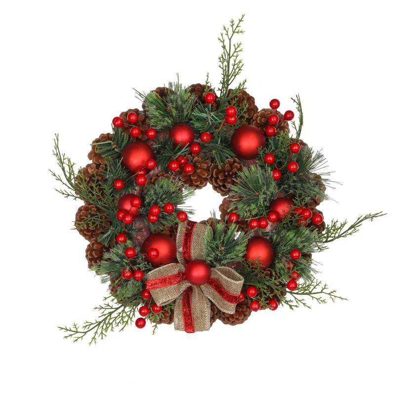 Red Deer Pine with Snow Outdoor Tree Christmas Wreath