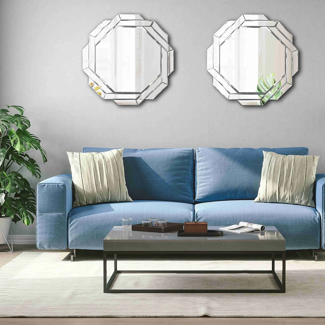 Beauty Salon Home Decor Wall Mirror Vanity Cosmetic Hotel Room Furniture Bathroom Makeup Shaving Dressing Frameless Beveled Mirror