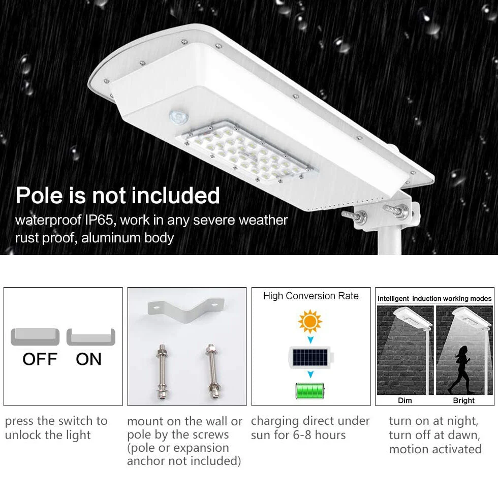 Motion Sensor Integrated 30W Smart Solar Street Light