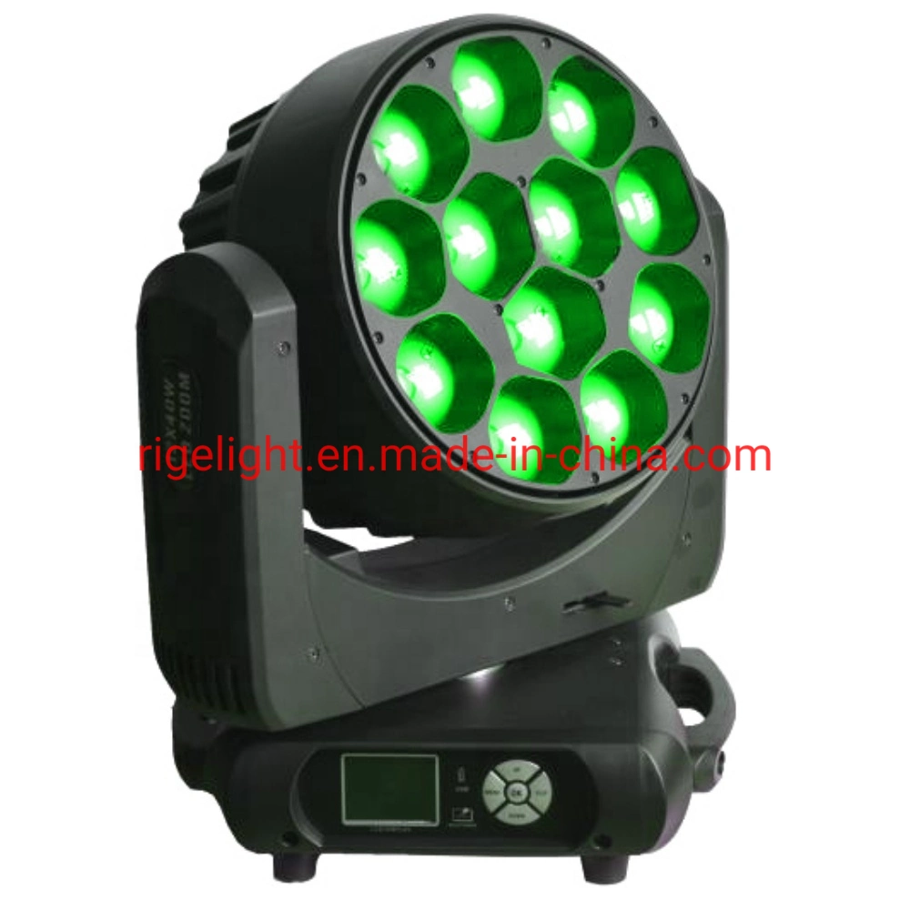 High Power (الطاقة العالية) 12*40 واط RGBW 4 In1 LED Zoom Moving Head (رأس تحريك التكبير/التصغير بتقنية LED 4 In1 اغسل الضوء للمراحل