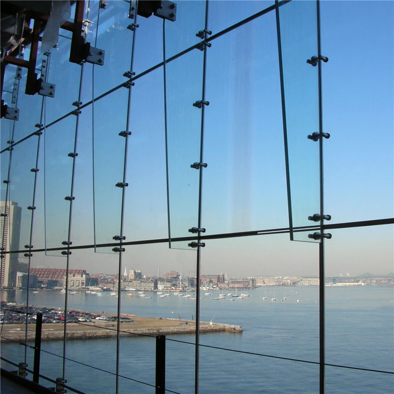 Frameless Structural Glass Curtain Wall Facade Aluminum Mullionless Spider Sealant Silicone Double Glazed System