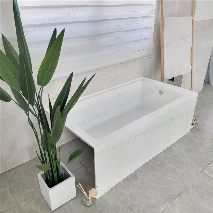 CE Factory Bathroom Used Shower Combo China Single White Acrylic Rectangle Hot Deep Soaking Dropin Bathtub in Floor