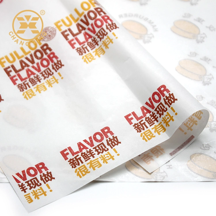 Food Grade Waxed Paper Customize Logo Greaseproof PE Wax Burger Wrap Paper