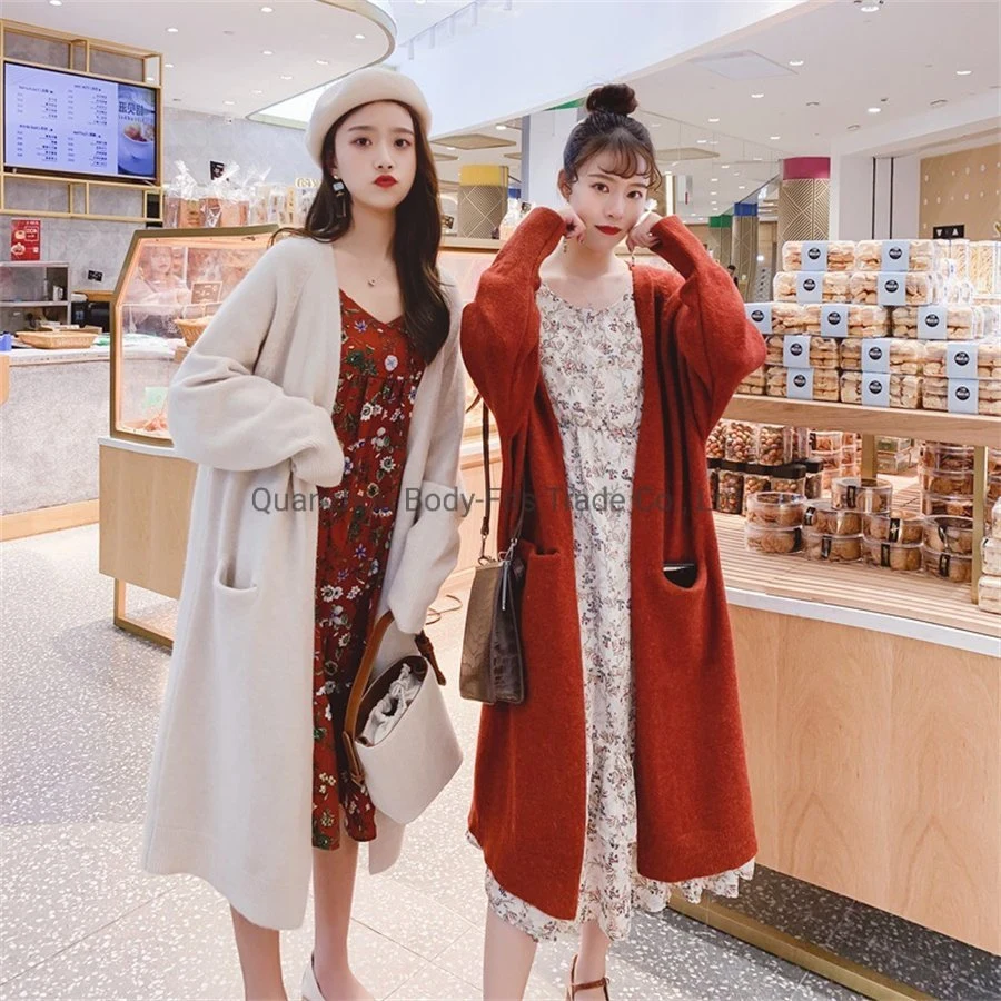 Large Thick Sweater Women Oversize Warm Long Knitted Cardigan Thickened Outer Wear Coat