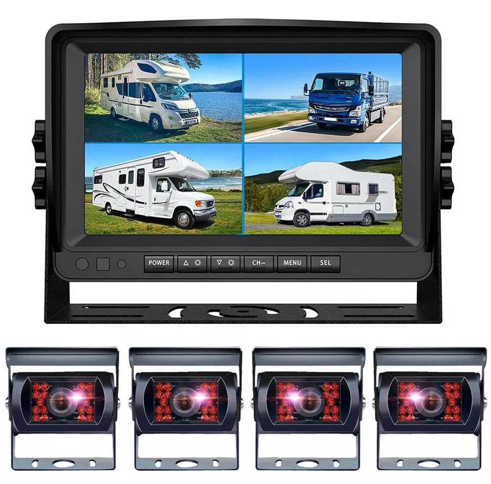 4CH Reverse Backup Vehicle WiFi Rear vue de la voiture moniteur de la voiture vue de la voiture vue de la cabine système de tableau de bord Kit de marche arrière sans fil parking WiFi Cameraproduct Description caméra: 1