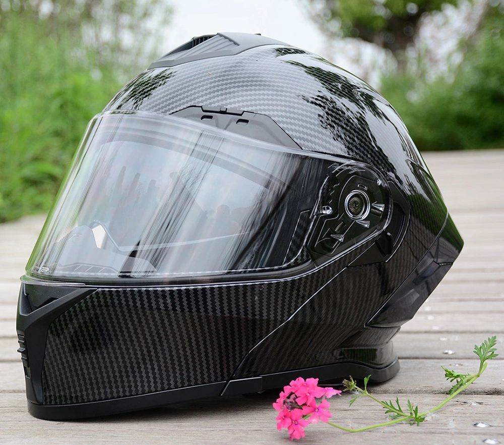 Carbon Fiber Motorcycle Helmet Modular Flip up Full Face with Dual Visor