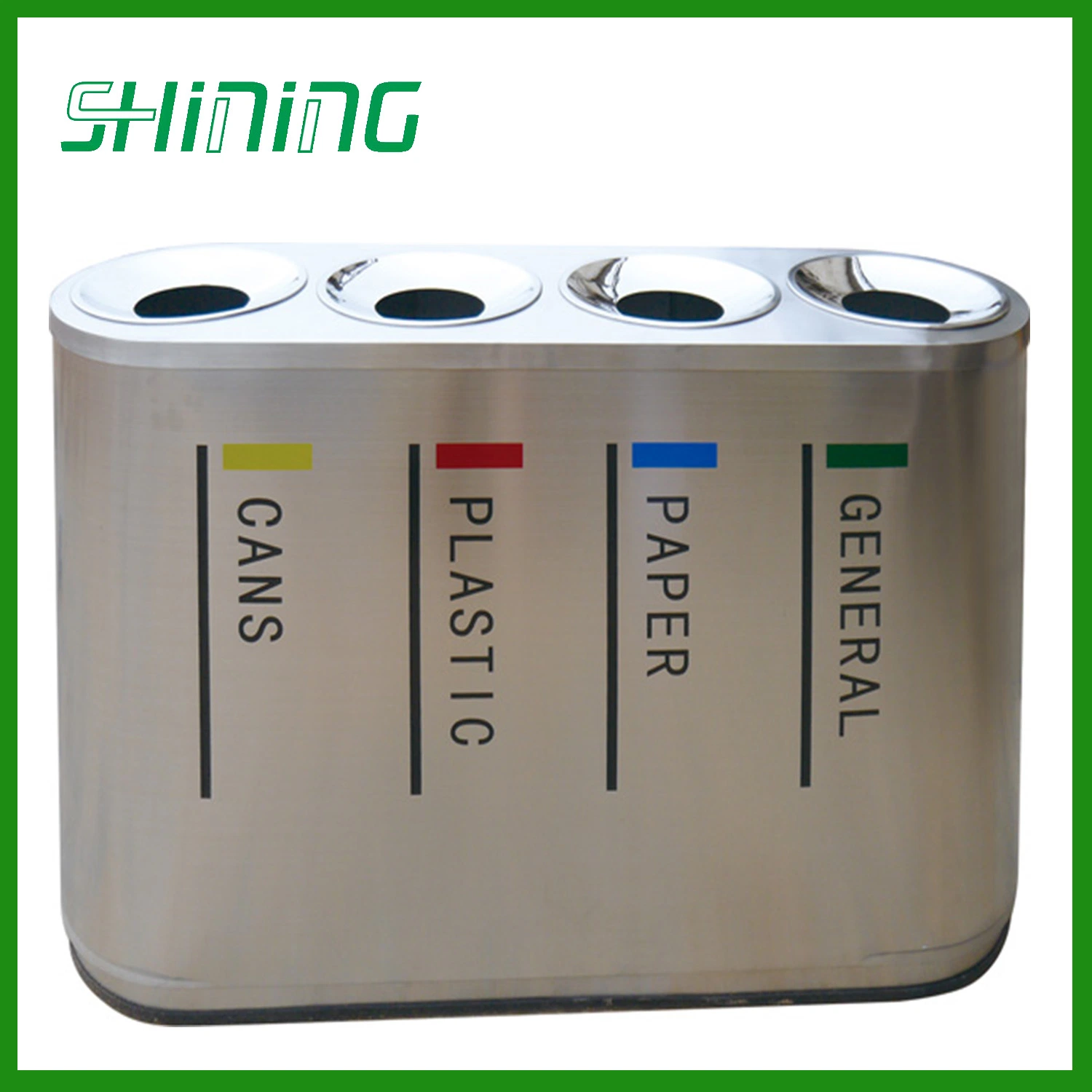 Waste Bin 4 Compatment Stainless Steel 4 in 1 for Airport