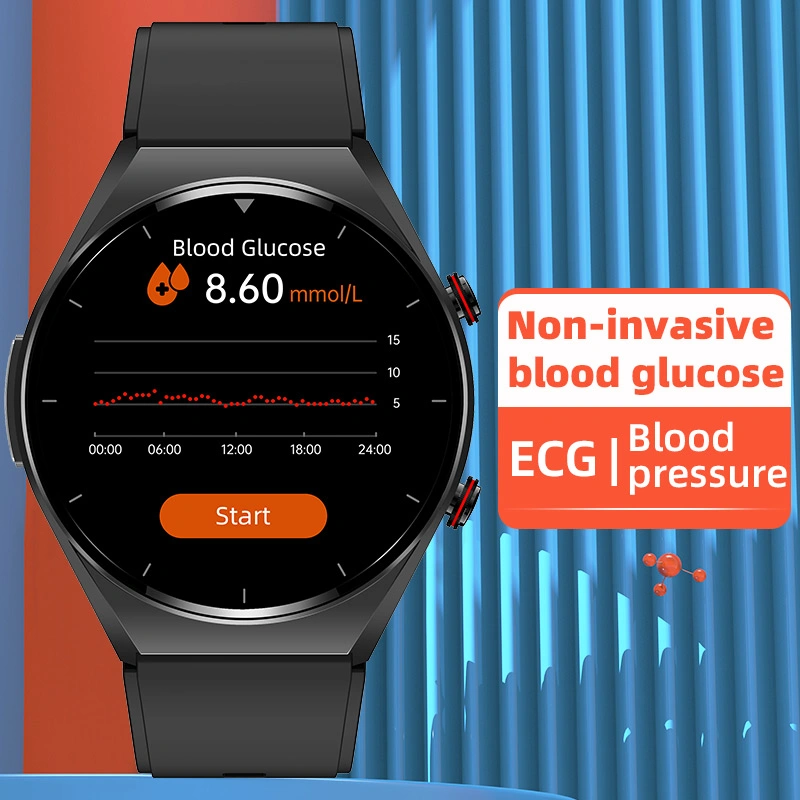 Prueba de glucosa sanguínea no invasiva de la enfermedad de ECG Síntoma IP67 Resistente al agua Reloj inteligente E09