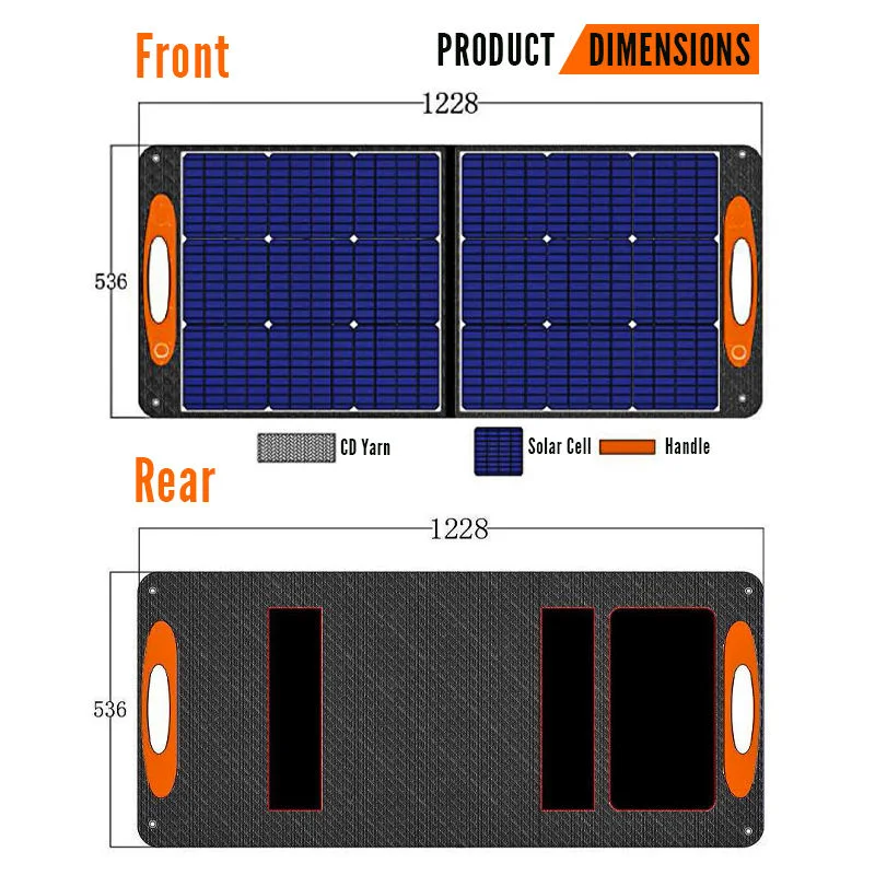 100-Watt Solar Panel, Folding Solar-Panel Charger with Kickstand, Portable Solar-Panel Power for Camping and Tailgating, Emergency Solar Charger