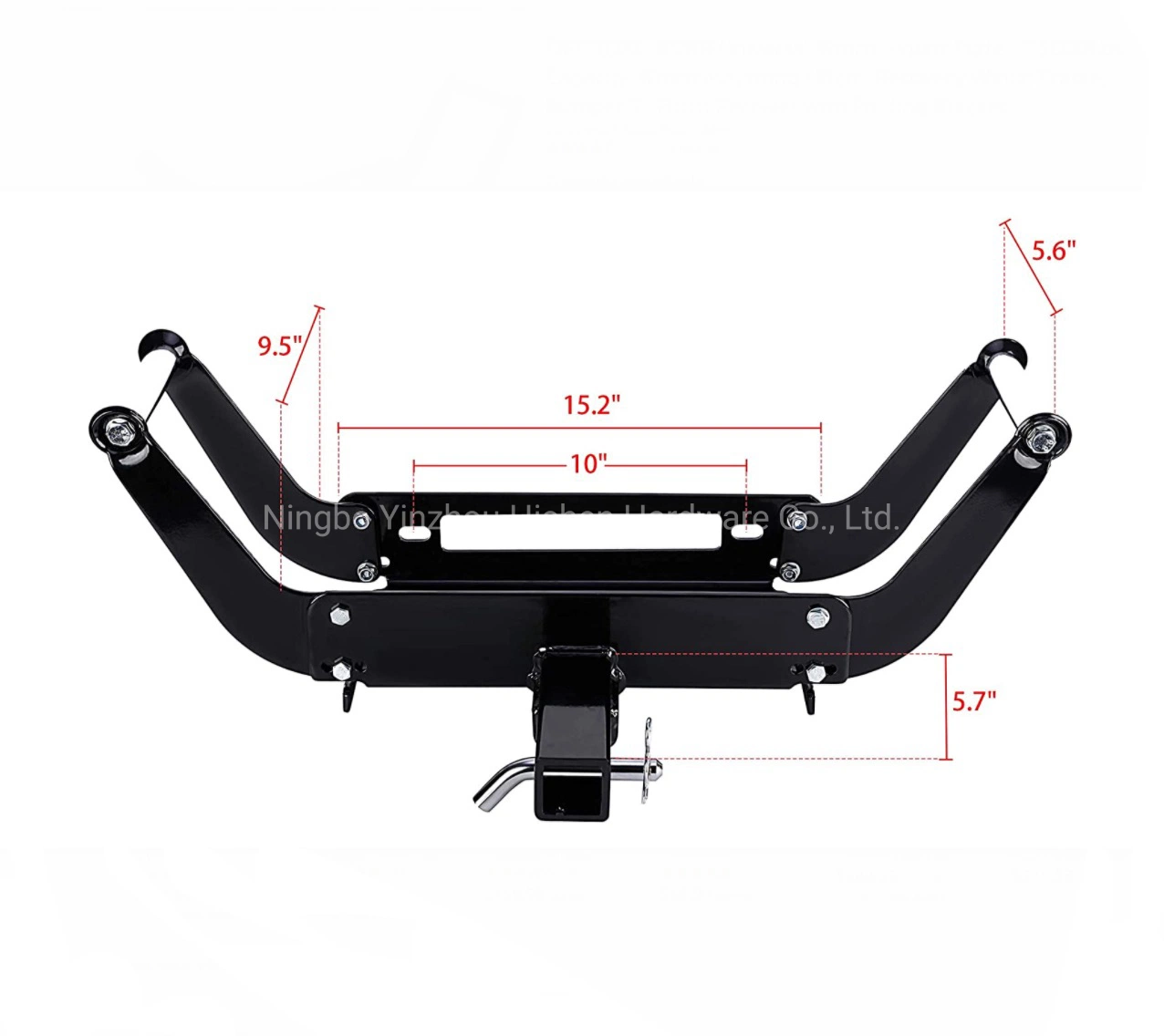 Plaque de montage de treuil universelle - attelage de montage de treuil d'une capacité de 15 000 lb, berceau de treuil de récupération, récepteur d'attelage de pare-chocs 2'' avec FOL