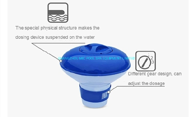 Encima de la piscina dispensador de productos químicos flotantes para distribuir productos químicos en el Agua de la piscina