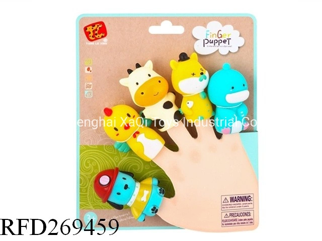 Set of 5 Plastic Animal Finger Puppets Animal Sets