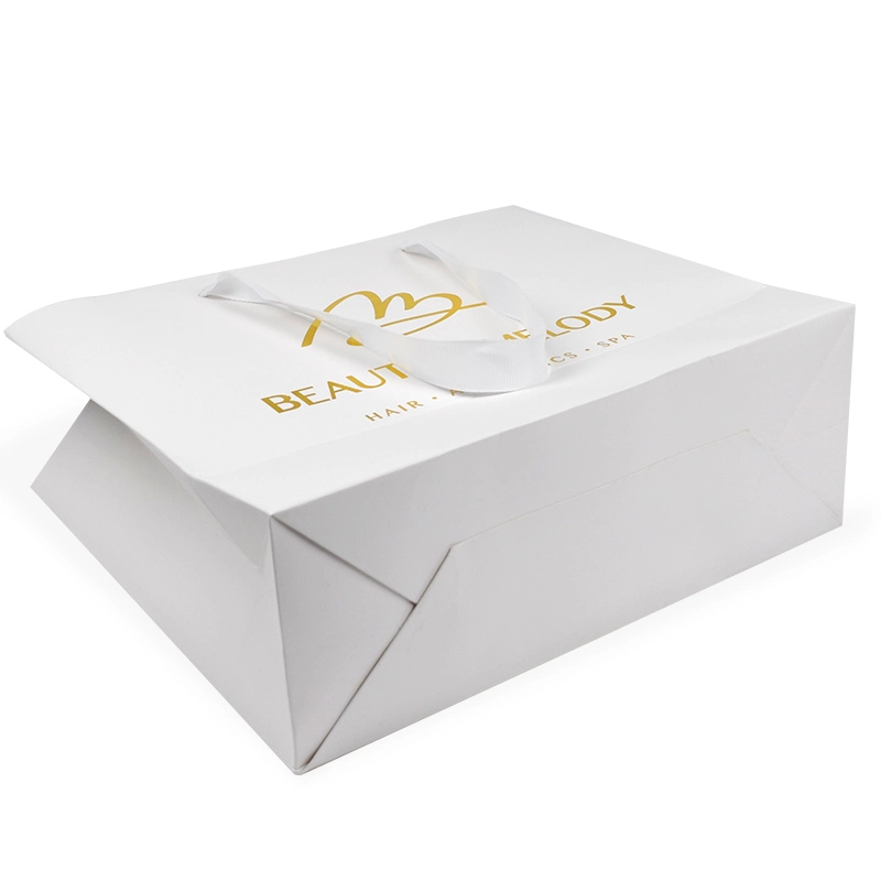 Kundenspezifisches Logo Gedruckt Eco White Beschichtetes Papier Kleidung Schmuck Verpackung Geschenktasche