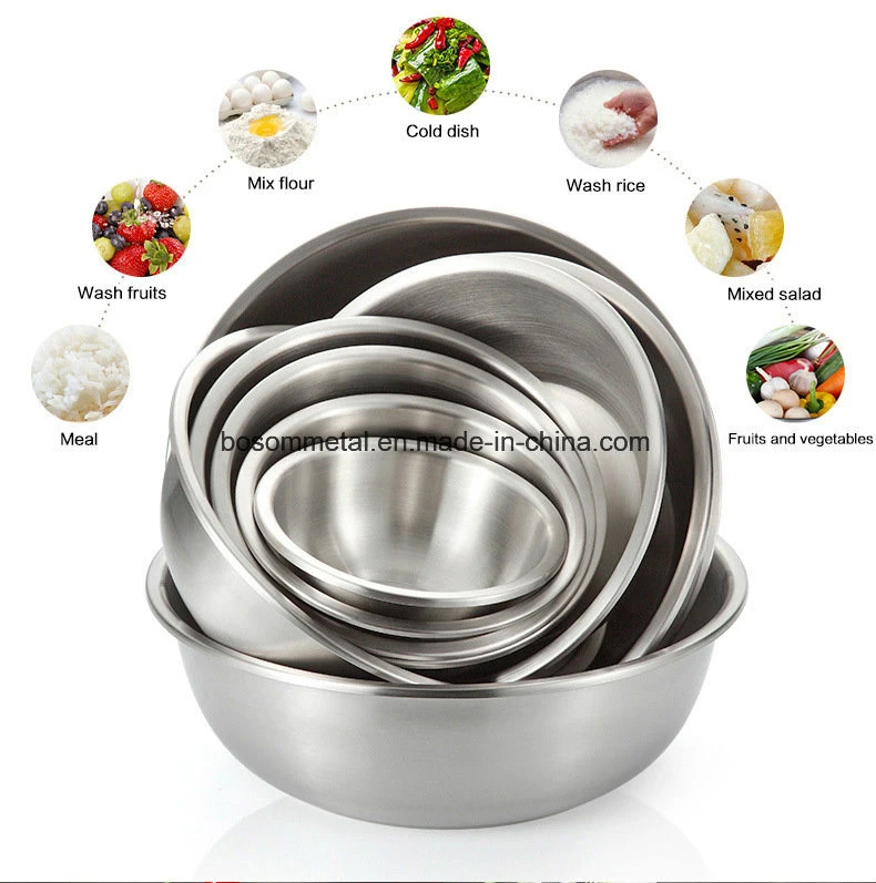 Stainless Steel Salad Bowl Kitchenware Accessories Ingredients Standby Utensil