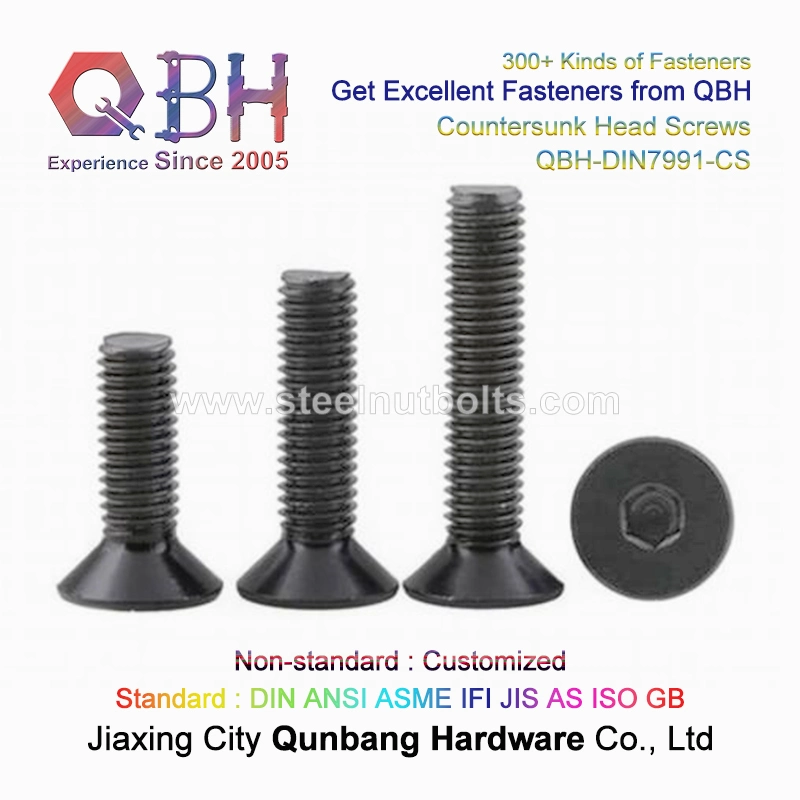 Qbh Standard & Customized Inner Hexagon DIN 7991 ASME B18.3 ISO 10642 Carbon Steel Cl 8.8 10.9 12.9 Countersunk & Cap Head Hex Socket Set Allen Screws