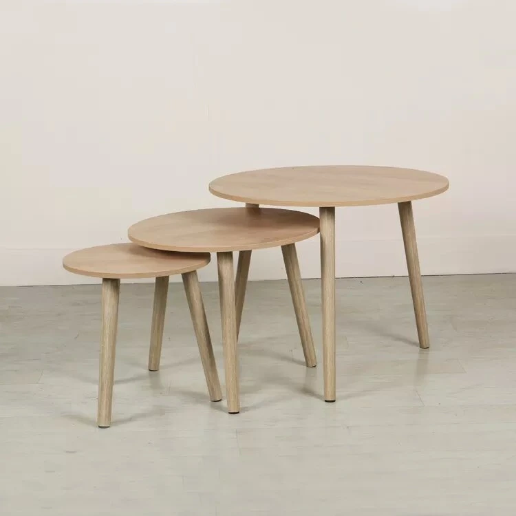 Multifonction chaud de luxe élégant Table ronde en bois massif de thé café moderne en bois Jeu de table avec tiroir