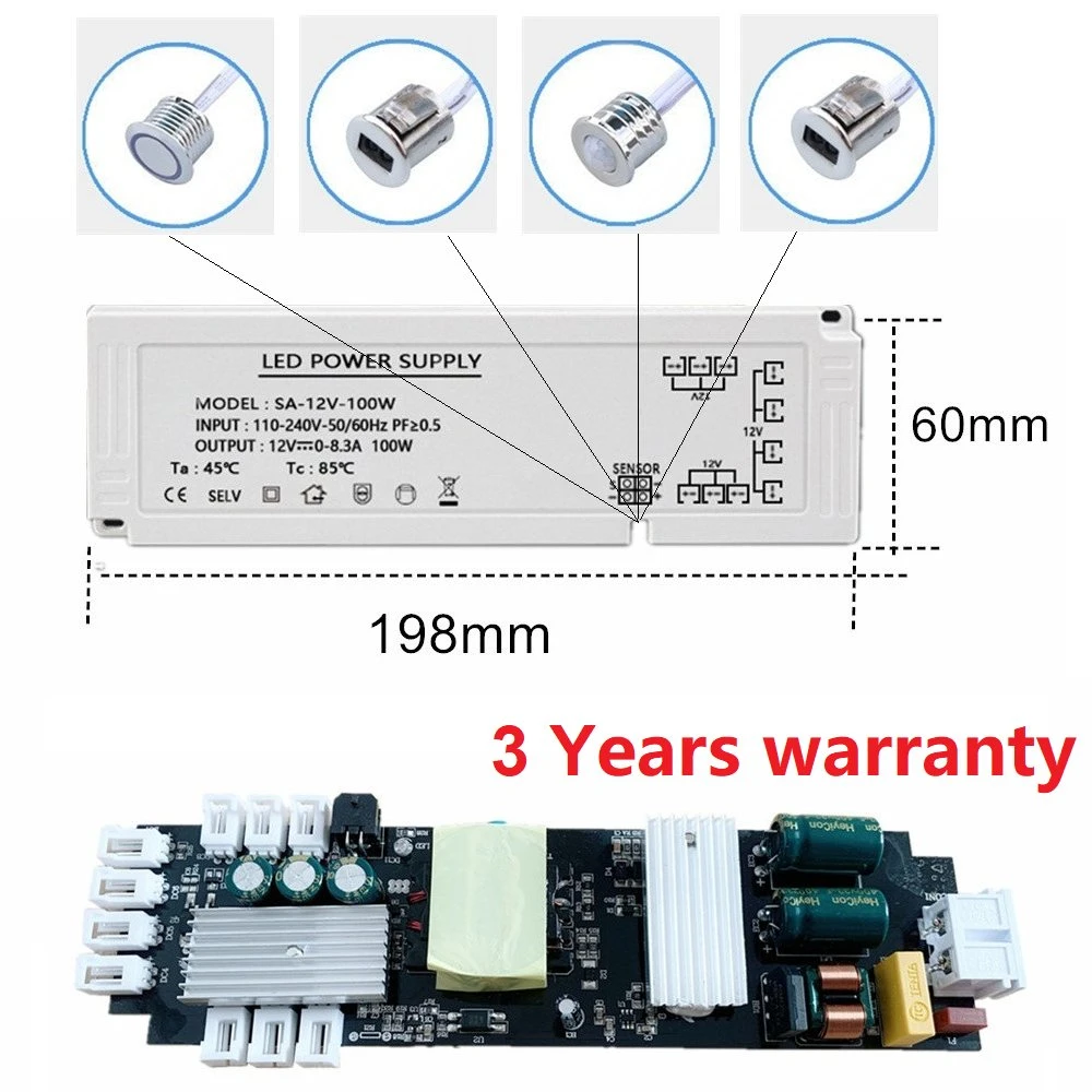 Under Cabinet Lighting 24W 36W 40W 60W 100W 150W 12V LED Strip Power Adapter