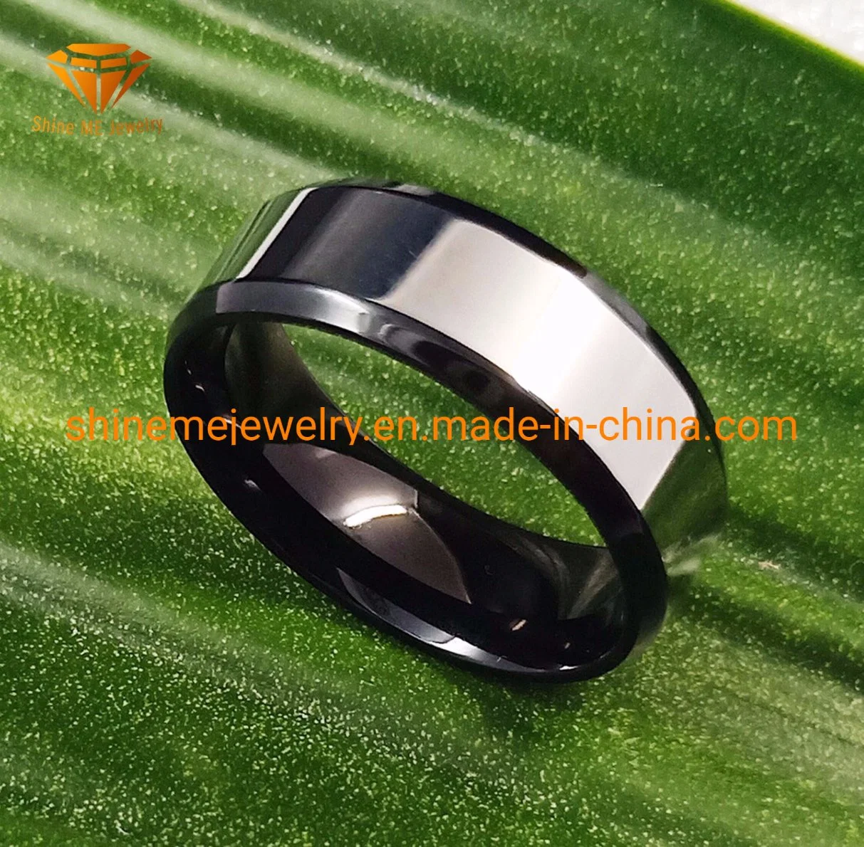 Fashion Polished Silver Surface and Black Bottom Stainless Steel Ring Body Jewelry SSR1968