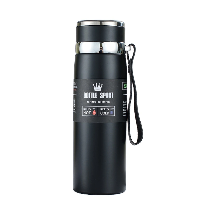 Custom Logo Thermos Vacuum Flask Outdoor Portable Rope Filter Insulated Stainless Steel Water Bottle