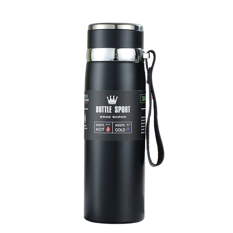 Benutzerdefinierte Logo Thermos Vakuum-Kolben Outdoor Tragbare Seil Filter Isoliert Edelstahl Wasserflasche