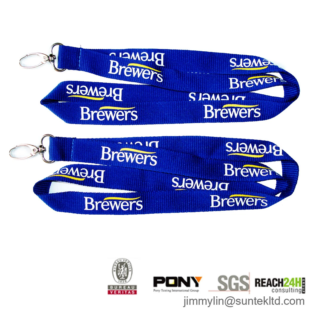 Silk Screen Printing Flat Polyester Lanyard Strap Logoband for Promotion