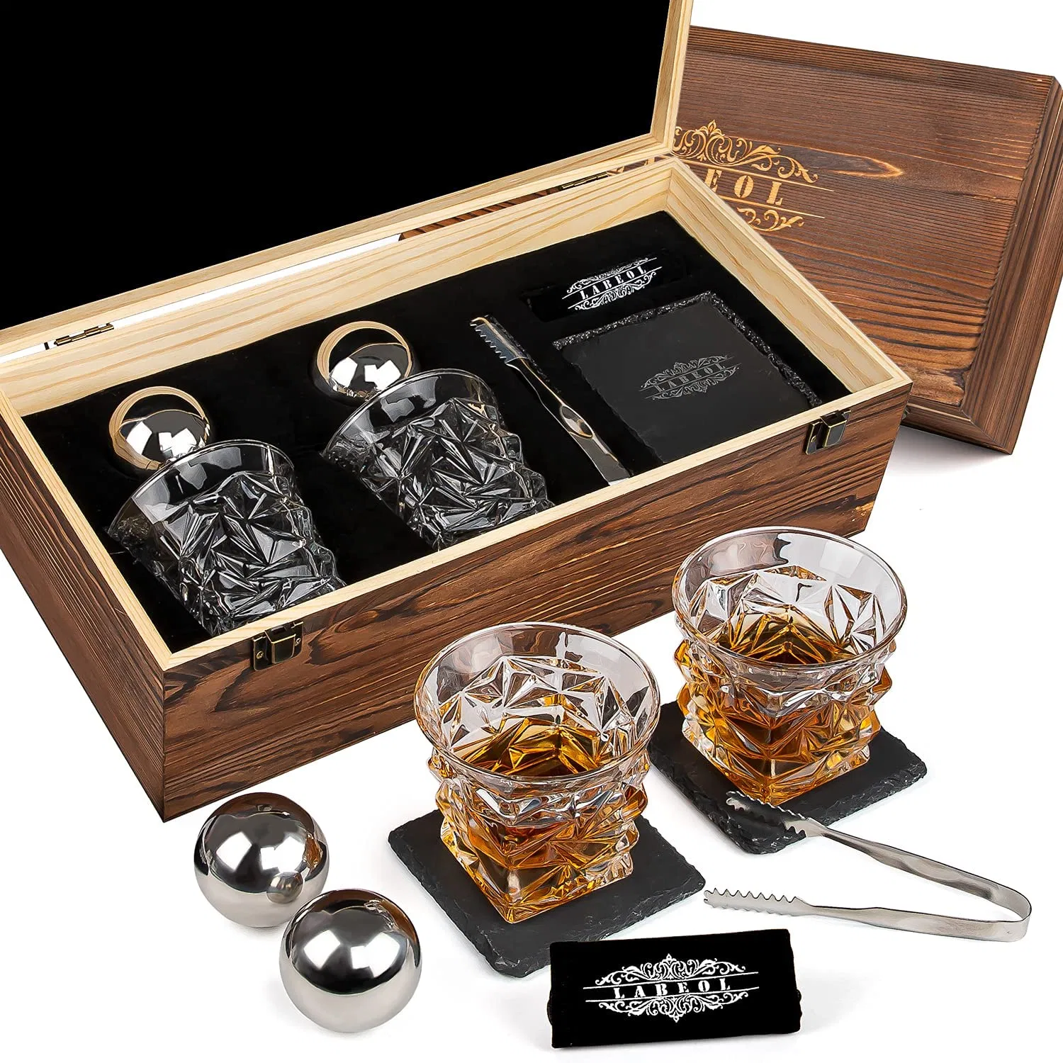 2 Stainless Steel Whisky Ball 2 Whisky Glass Best Gifts for Men