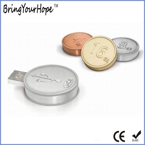 Silver Metal Coin USB Flash Disk