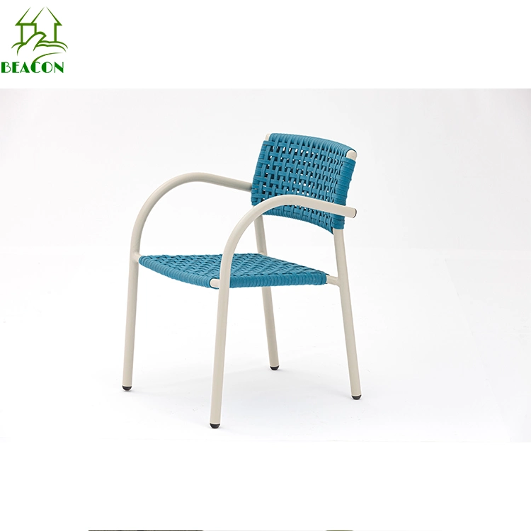 All Weather Outdoor Garden Metal Frame Dining Chair with Dry Foam Cushion