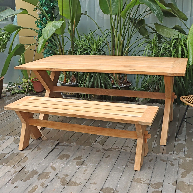 Hot Bar Hotel OEM Foshan Garden Benches Outdoor Wood Table Chair Dining Set