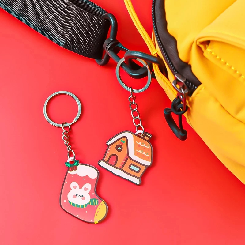 OEM Sound Christmas Hard Enamel Animal Sonw Man Custom Design Personalized Decoration High quality/High cost performance  Fashion Design Keychain Gifts for Kids