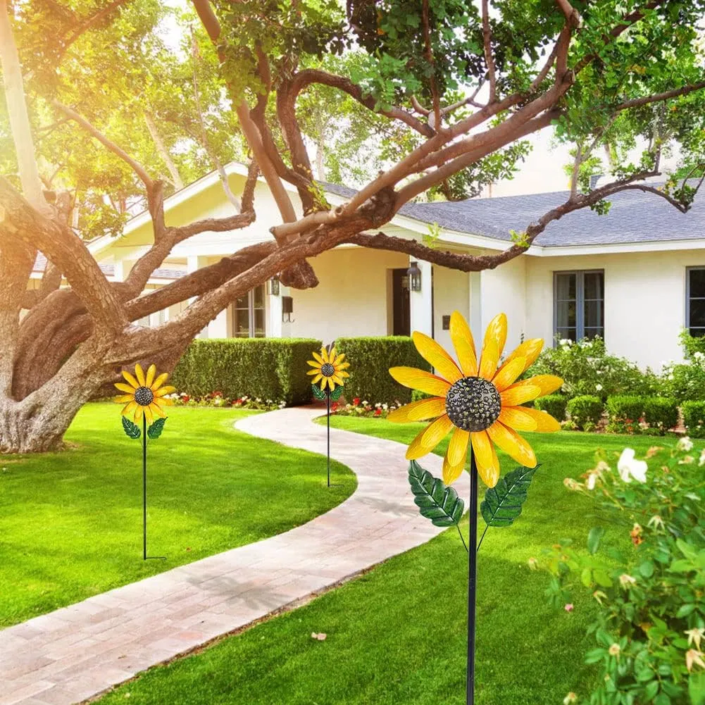 Sunflower Lawn Ornament para patio trasero de patio de camino