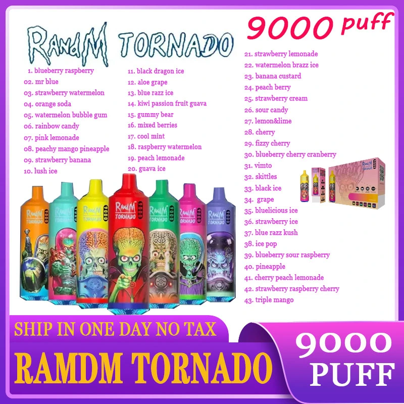 Randm Tornado 9000 Puffs Disposable VAPE Electronic CIGS 9K 53 Flavor