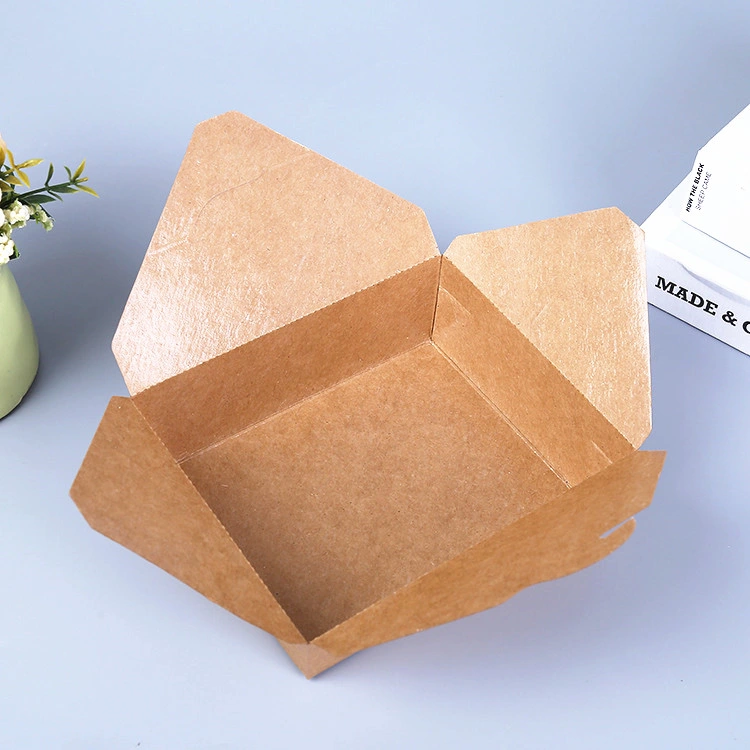 Microwave Safe Biodegradable Lunch Box Portable Stackable Food Container Disposable Eco Friendly Kraft Paper Tableware