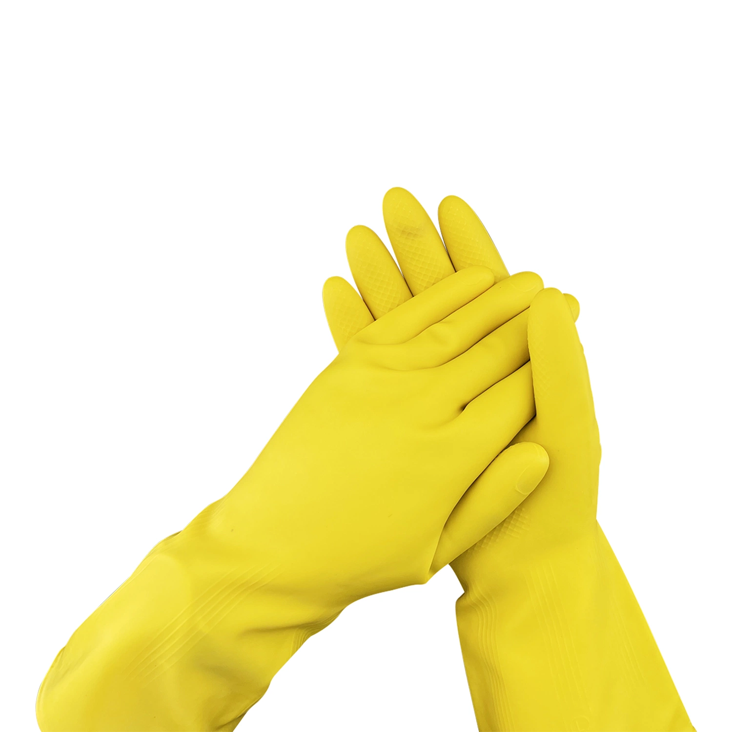 Yellow Latex Rubber Handling Protect Gloves for Laundry Kitchen Household Garden Working