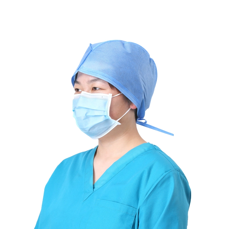Medical Breathable Lightweight Spp Disposable Blue 21" Doctor Cap with CE Appoval