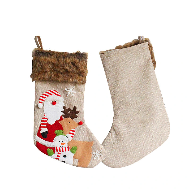 Plush Christmas Socks Older Snowman Elk Candy Bag Embroidery Gift Socks Christmas Tree Gifts Sock