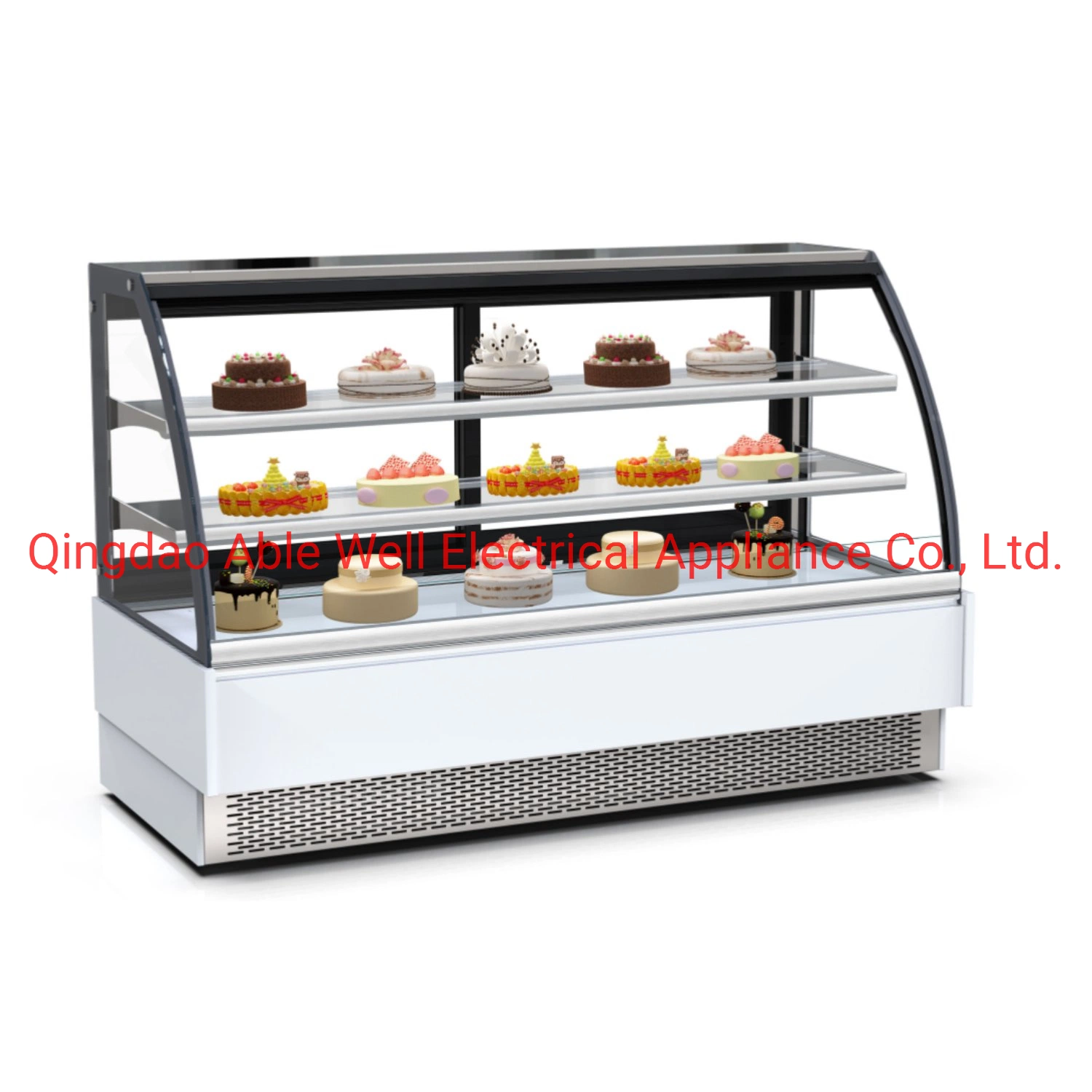 Front Curved Glass Bakery Cake Cabinet Chocolate Cake Display Freezer Showcase