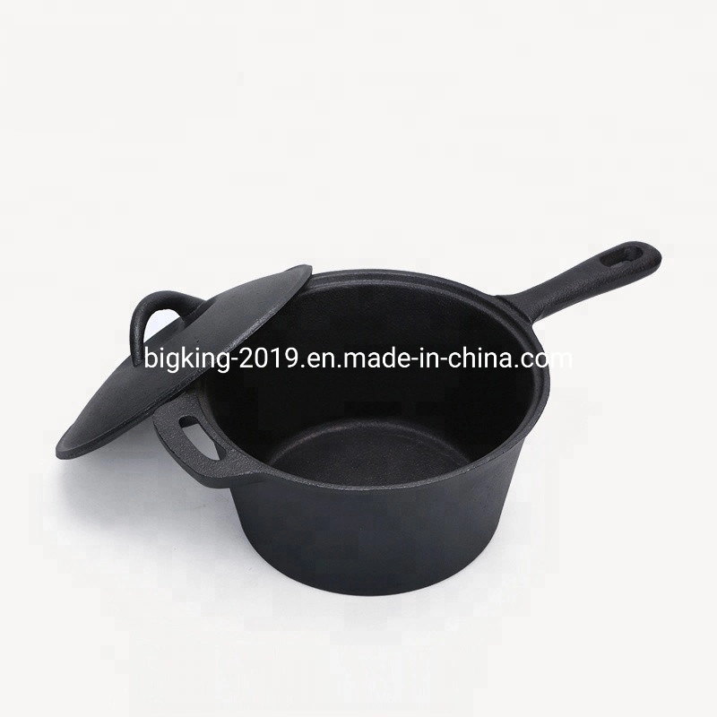 7pcs Camping Panini de hierro fundido Cast-Iron utensilios de cocina wok juegos con caja de madera