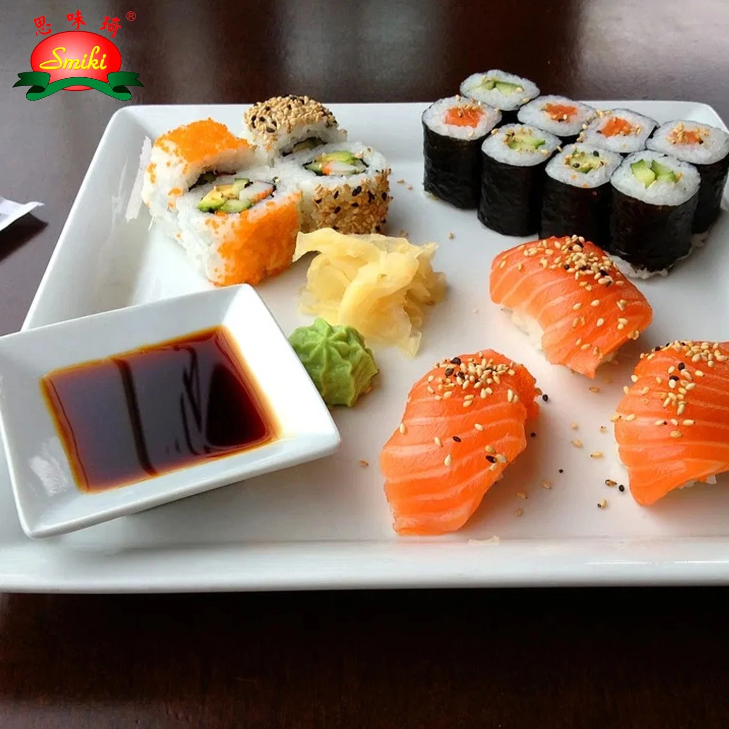 Sushi molho de soja 250ml com detalhes de nutrição para restaurante de sushi