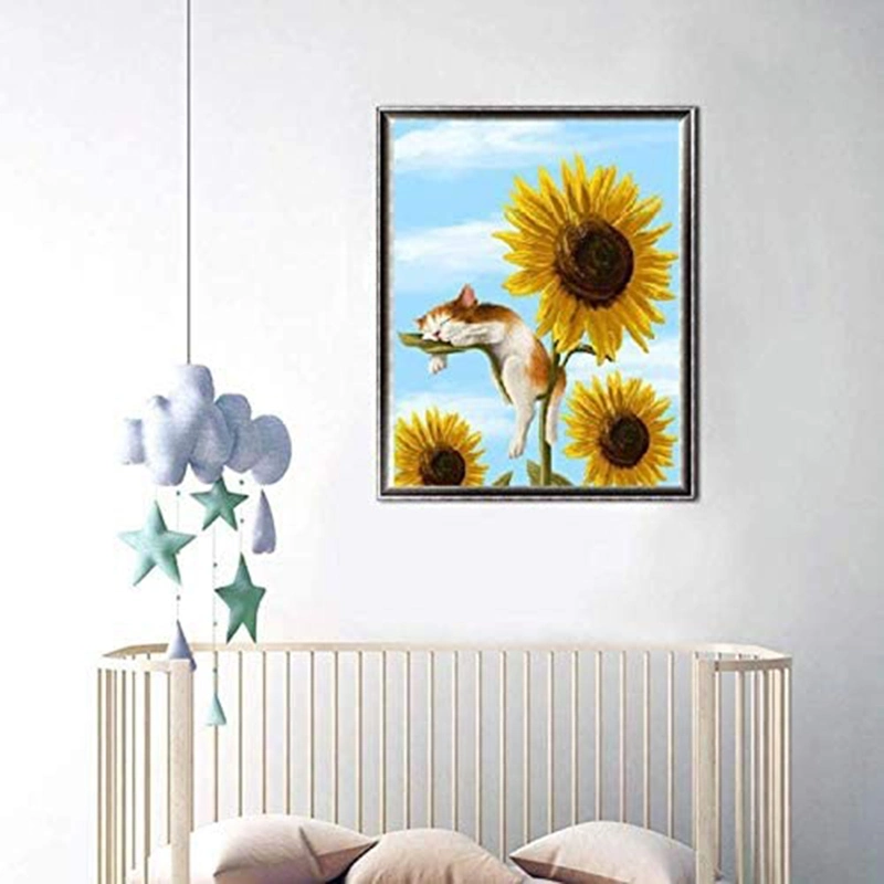 The Best Short Lint Canvas Sunflowers Wholesale/Supplier 5D Diamond Painting with Round and Square Resin Stones