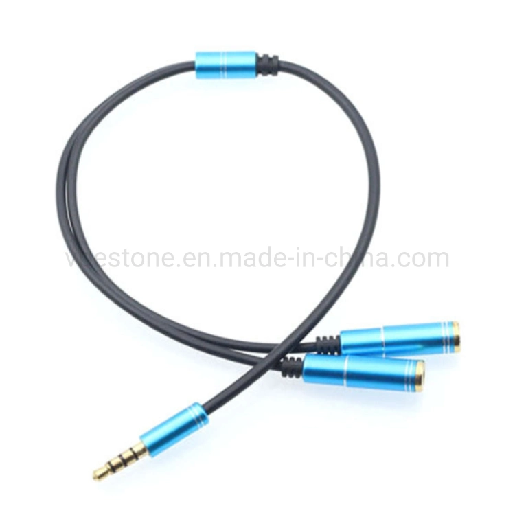 Headphone 3.5mm Splitter Mic Cable for Computer Headset 3.5mm Female to 2 Dual Male Microphone Audio Stereo Jack Earphones Port