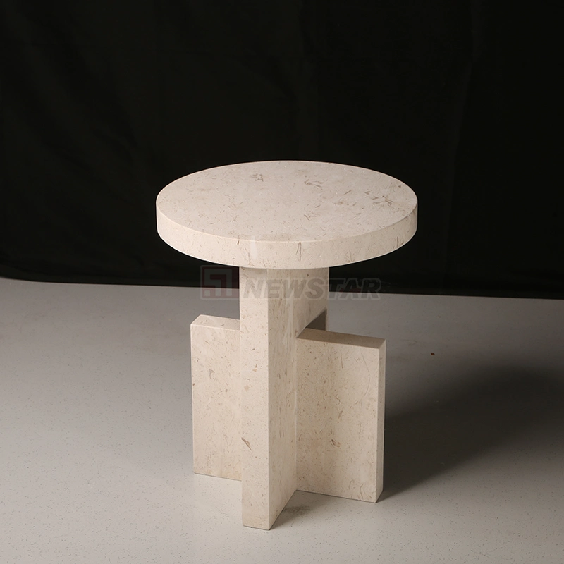 Newstar Stone Furniture Wholesale/Supplier Nordic Round Marble Stone Travertine Side Table Modern Coffee Table Bed Side Table