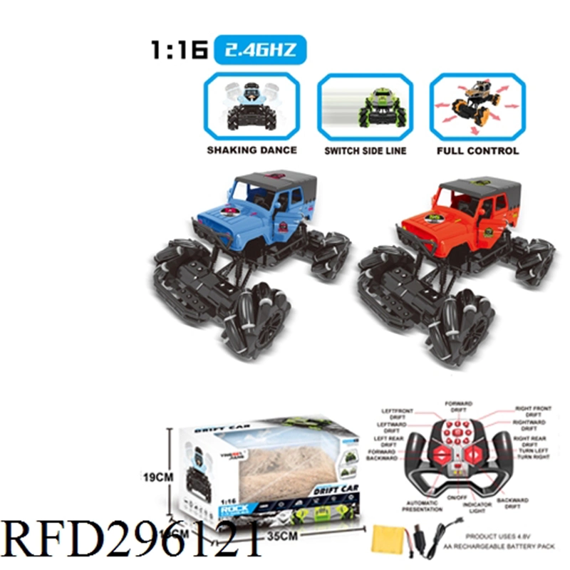 2,4G 1: 16 Fernbedienungswagen RC Kletterwagen mit Schütteltanz und Switch Slide Line