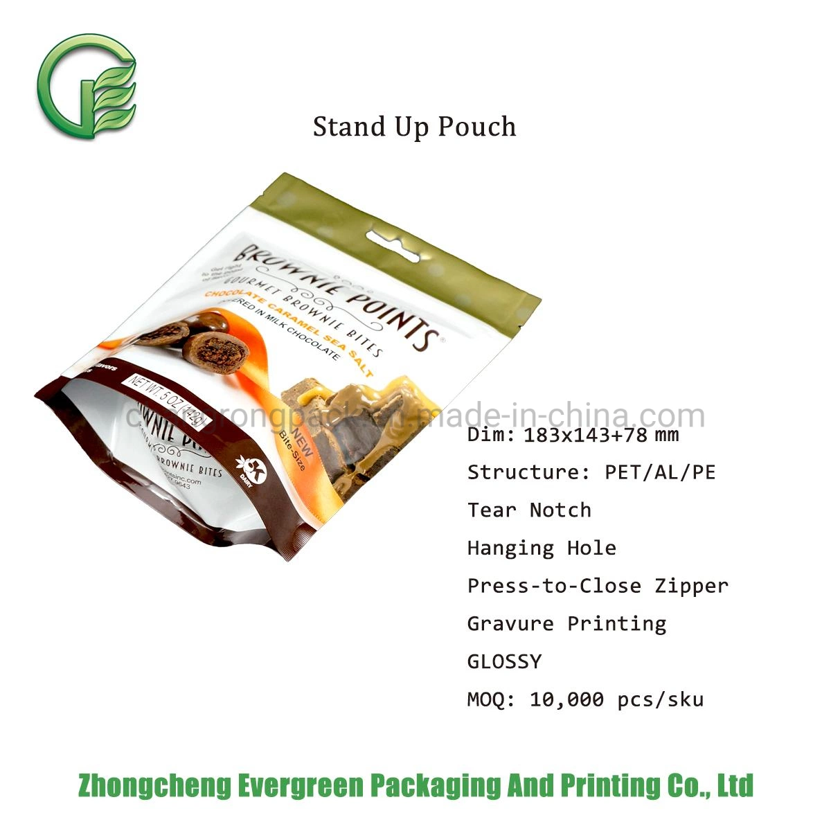 Metallized Surface Gloss Printing Custom Design Small Size Snack Doypack Bag High Barrier Sweet Bites on-The-Go Lamianted Plastic Food Packaging Stand up Pouch