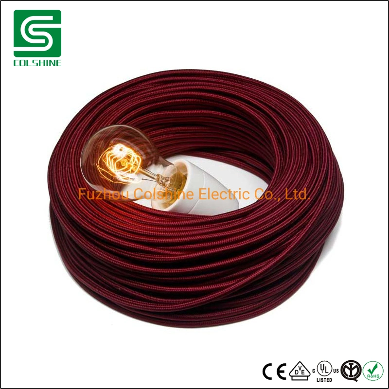 Round Vintage Fabric Braided Woven Flexible Electrical High quality/High cost performance  Lighting Wire Cord Cable