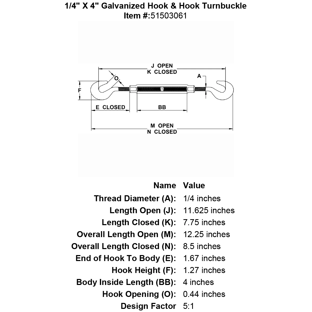 Hardware Rigging Hot DIP Galvanized Carbon Steel Drop Forged Us Type Rigging Screw Turnbuckle with Hook Hook