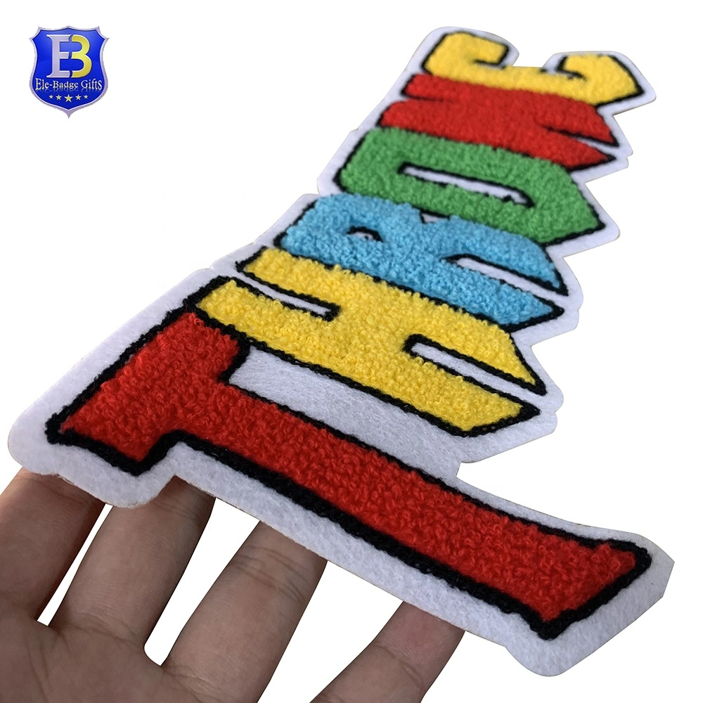 Custom High Quality Colorful Towel Chenille Embroidered Patch No Minimum with Factory Price