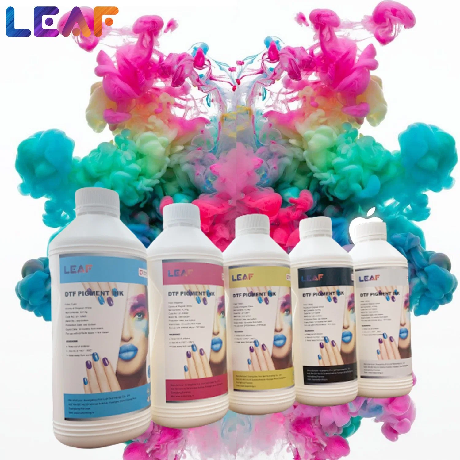 Leaf Premium Dtf Ink Manufacturer 1000ml Dtf Cmyk White Ink for Dtf Printer Eco Friendly Compatible to I3200/XP600 Heads