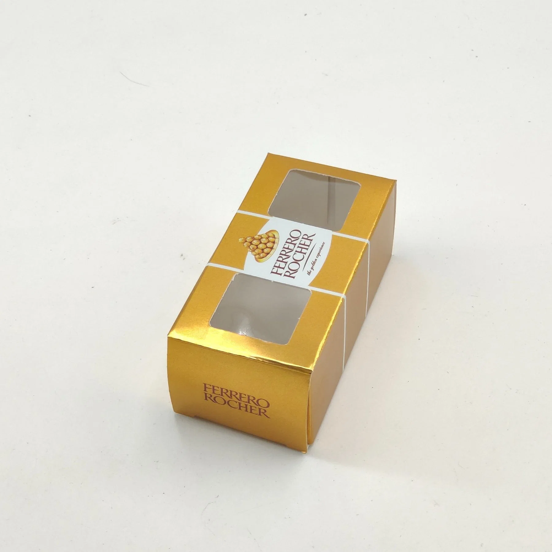 Small Size Candy Packing Boxes with PVC Window Chocolate Packaging Gold Paper Box