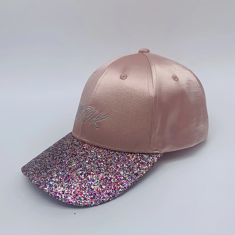 Glitter Satin Curved Bill Baseball Hat